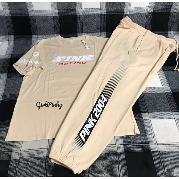 victoria secret PINK sweatpants OUTFIT RACING LOGO IN CANVAS IN SIZES S-XXL - Picture 8 of 9